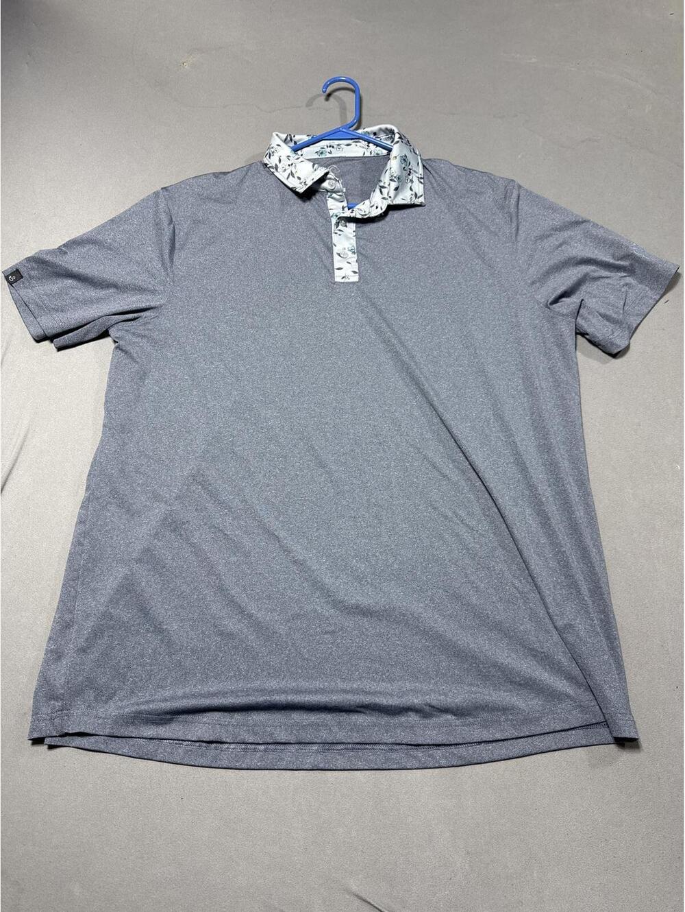 Swannies Golf Polo Size 2XL Floral Trim Grey Performance Stretch Breathable